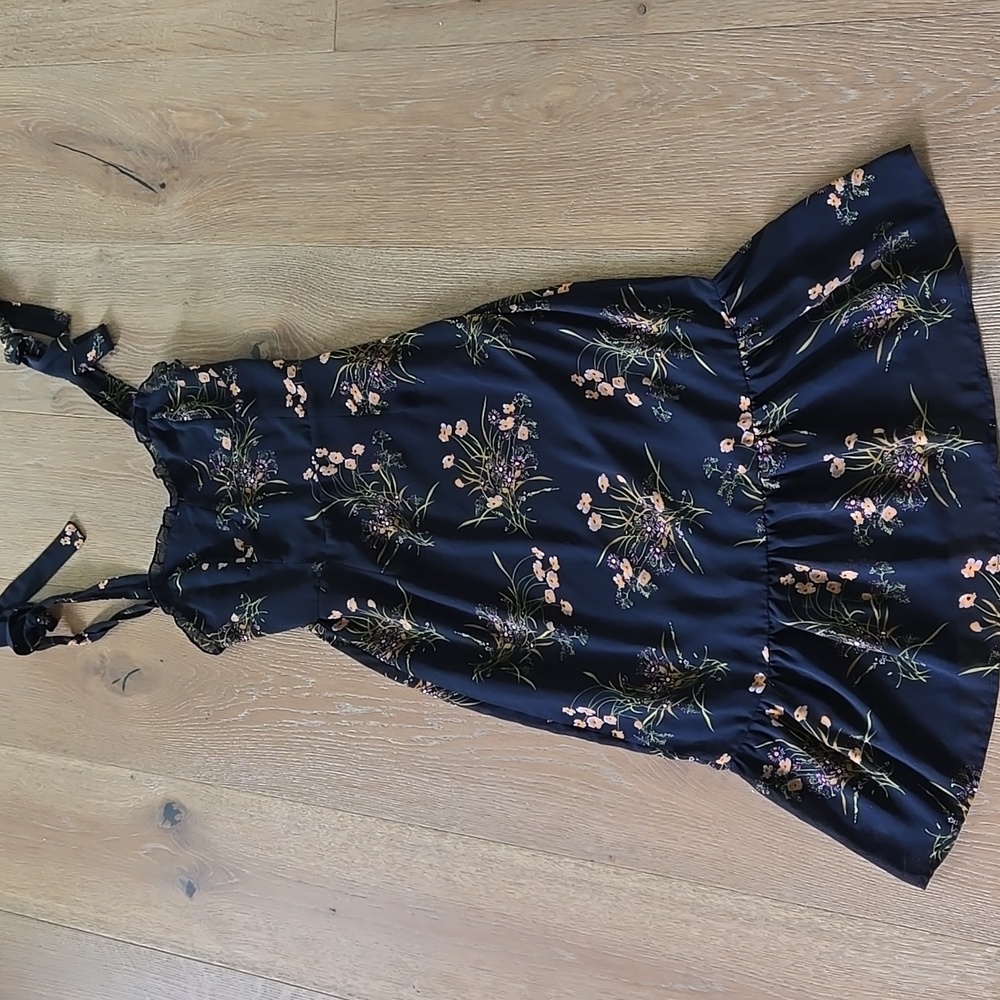 NLW Women's Small Blue Floral Spaghetti Strap Dress